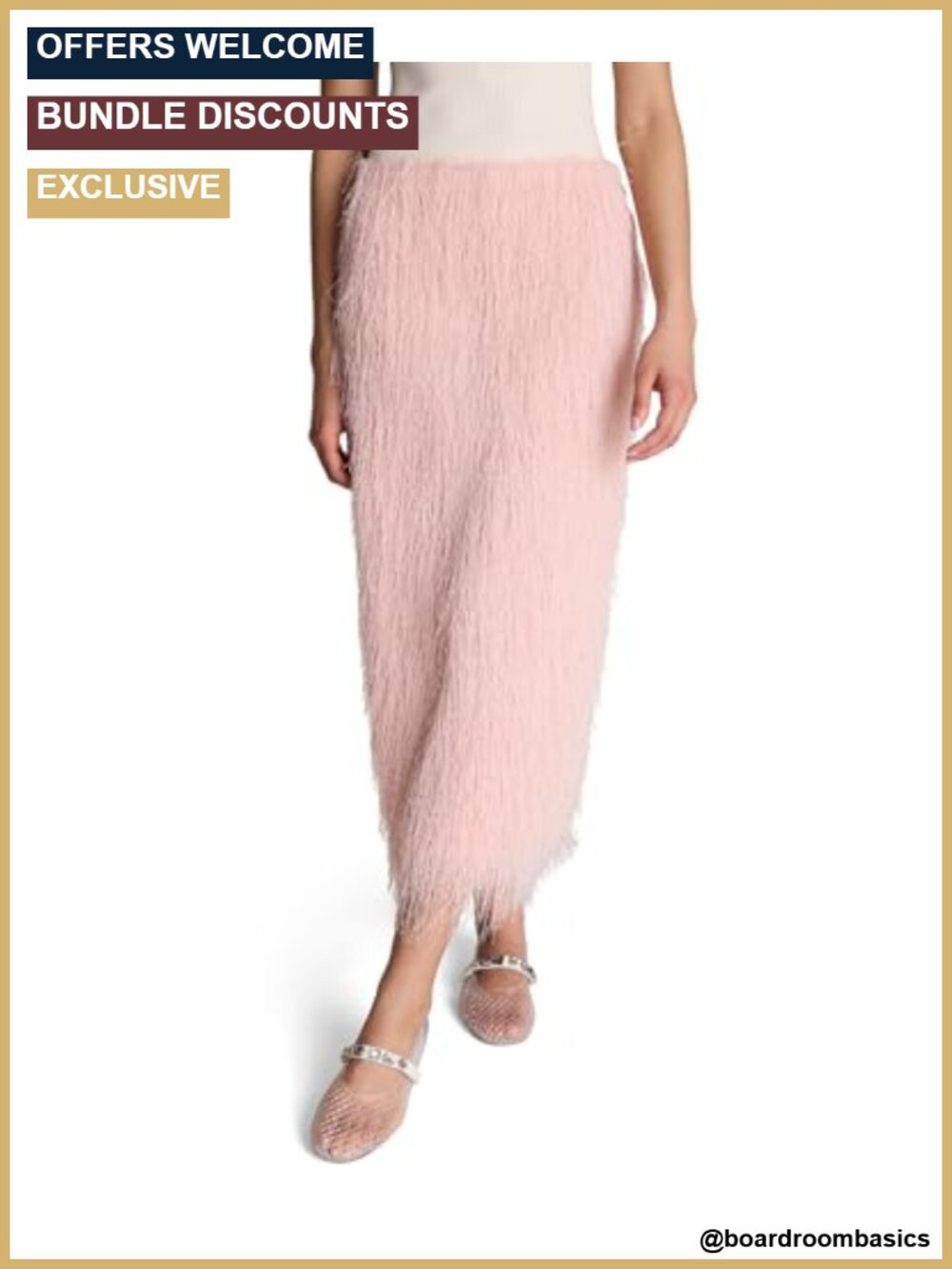 Pull On Midi Skirt with Back Slit Wrinkle-Resistant Straight Silhouette